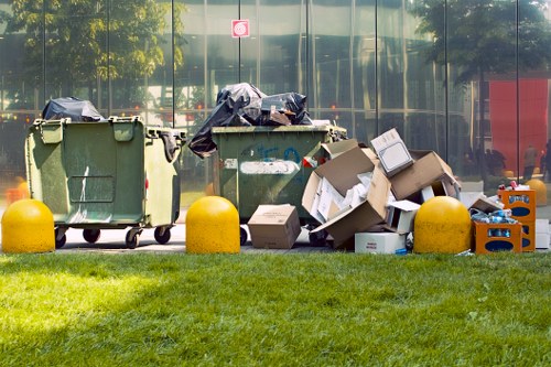 Building debris being removed by professionals